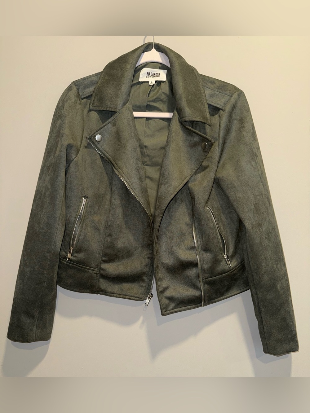 BB Dakota by Steve Madden Olive Green Moto-Style Jacket